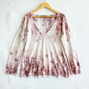 J. Jill Womens Medium Knit Long Sleeve Earthy Soft Rose Tie Dye Lounge Shirt Top